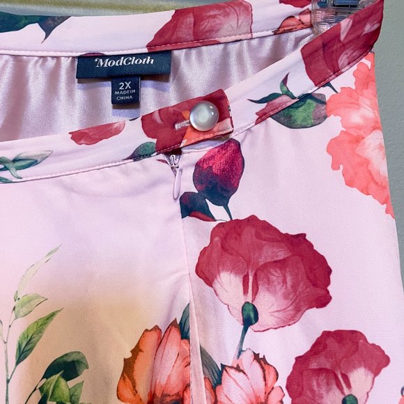Modcloth Floral A-Line Skirt - Pink and Red - Picture 4 of 11